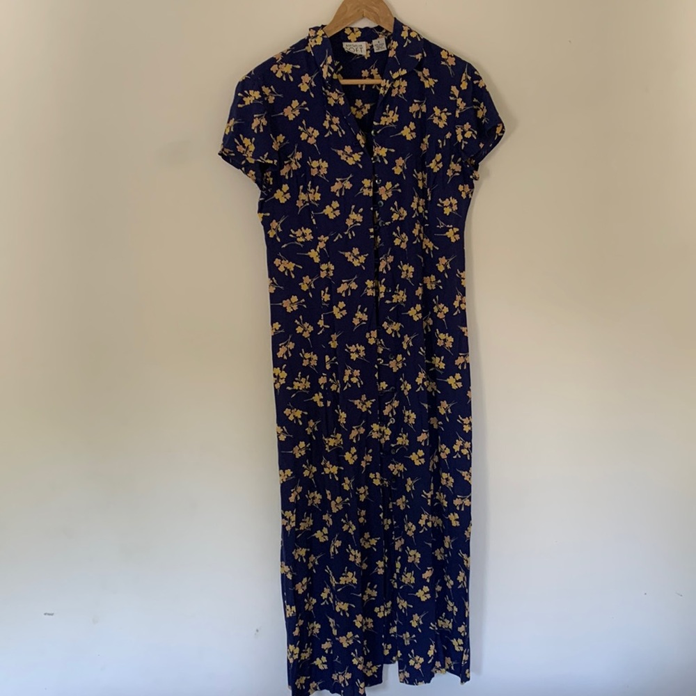 LOFT Blue/Yellow Maxi Dress